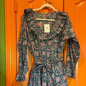 OPHELIA & INDIGO Floral  Green and Pink Dress